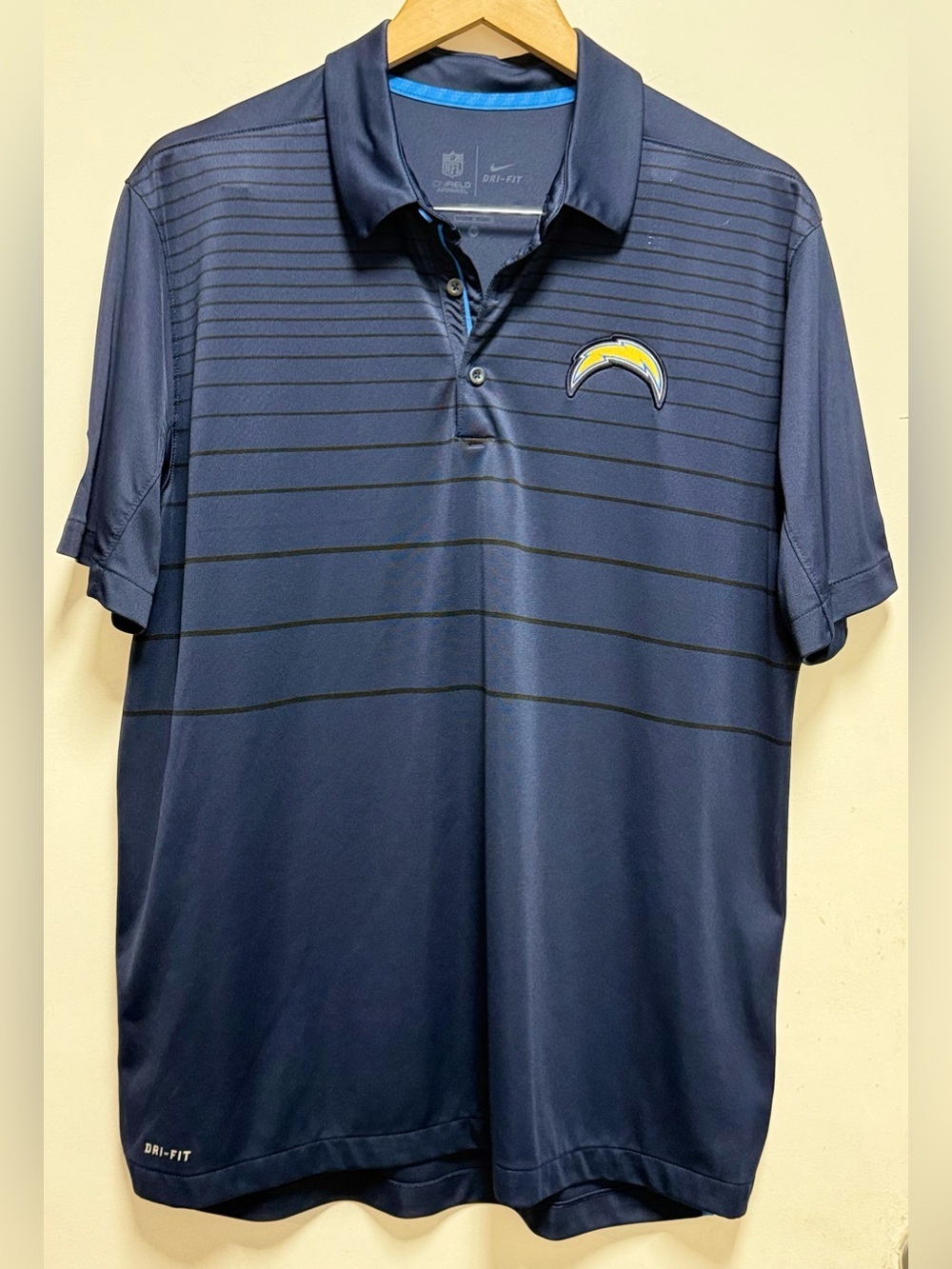 Nike Navy and Yellow Los Angeles Chargers Striped Polo